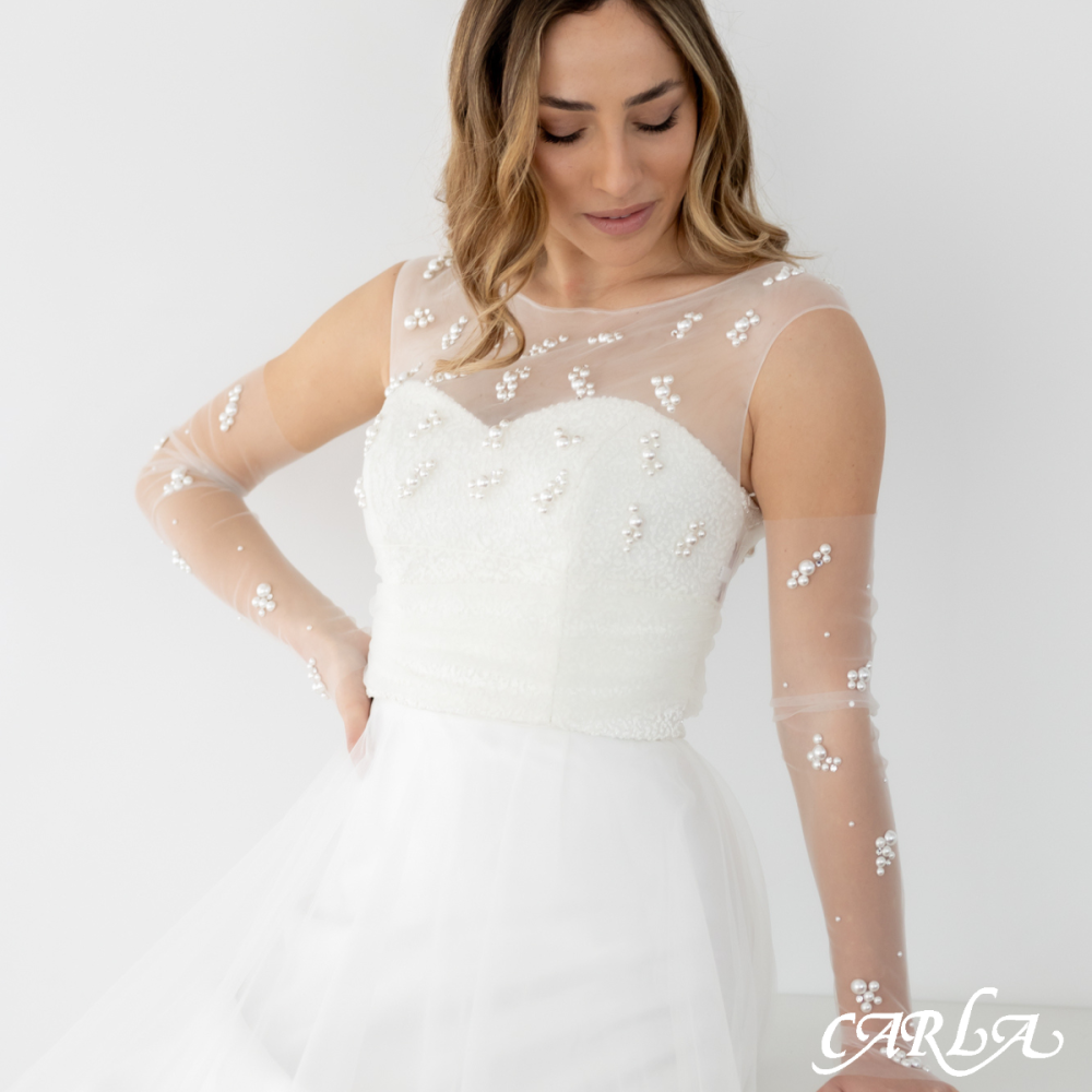 COPRISPALLE CON STRASS E MEZZE PERLE